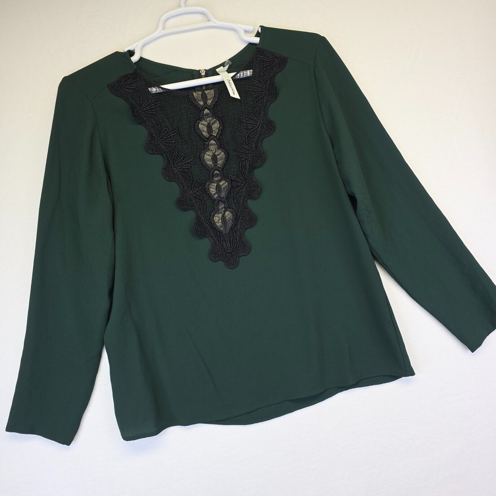 NY‎ Collection Top Womens XL Green Goth Whimsigoth Vamp Dark Romantic Edwardian